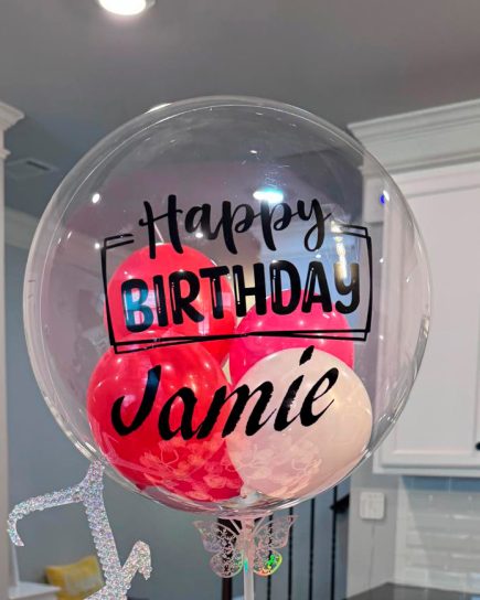Transparent Balloon with 4 Pumps Personalized Message