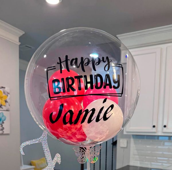 Transparent Balloon with 4 Pumps Personalized Message