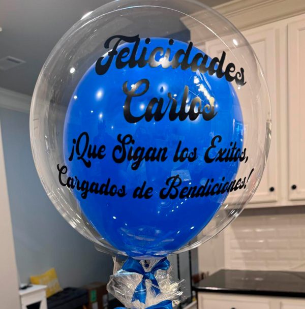 Transparent Balloon with 1 Pump Personalized Message